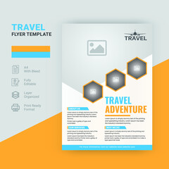 Travel colorful poster template with photo  Vector template