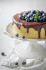 Sweet and hot tasty cheesecake made of chocolate glaze.