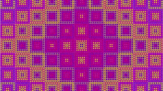 Set of 3 patterns halftone pink and yellow squares backgrounds, abstract geometric pixel graphics with psychedelic looping animations