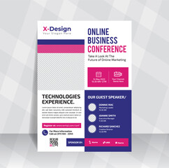 Online conference meeting flyer template, flyer presentation