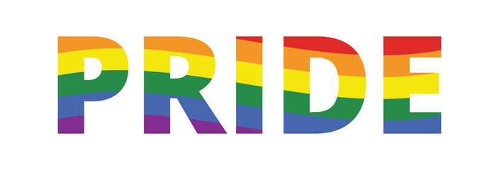 Pride with a text shape, rainbow color. LGBT pride symbol concept.