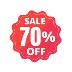 70% sale off, design 3D figurine red, vector illustration 