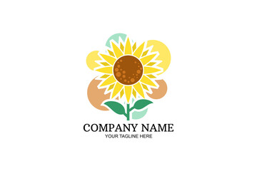 Sunflower Company logo vector illustration. suitable for herbal Company and natural logo. simple logo.