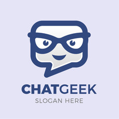  Chat bubble geek Ai mascot logo design - obrazy, fototapety, plakaty