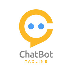Simple modern chat bot letter c logo design