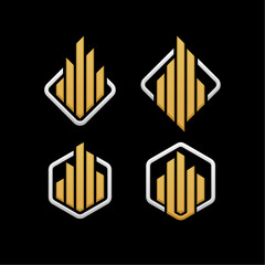 Modern building real estate luxury two color logo design set