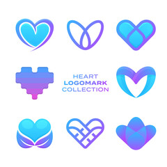 Modern gradient heart logomark collection