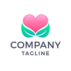 Love and nature gradient beautiful logo design