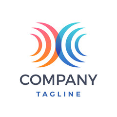 Modern hot and cold wave gradient logo design