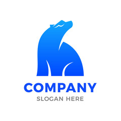 Modern polar bear with VR eyeglasses logo design