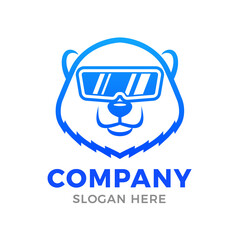 Simple modern polar bear with eyeglasses logo design