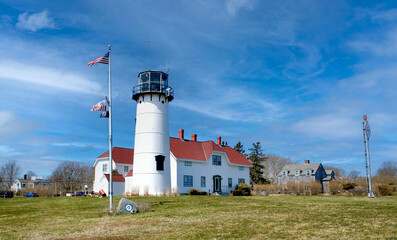 Fototapeta na wymiar Chatham, Cape Cod Historic Lighthouse and Coast Guard Station