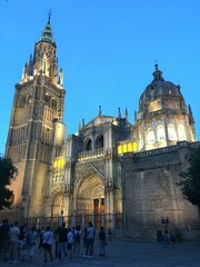 Toledo, Spain, Cathedral, West Facade, Dusk