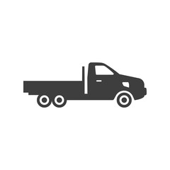 Delivery truck icon. Transportation vehicle black vector pictogram