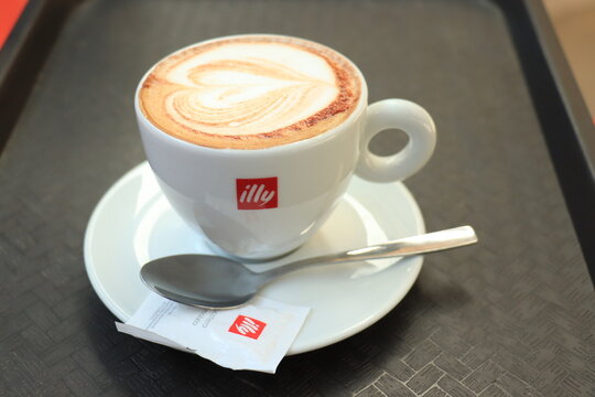Barcelona, Spain - september 29th 2019: Illy Cappuccino