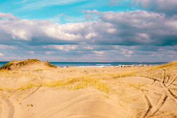 sand dunes, sea and sky