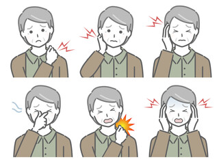 色々な部分が痛む高齢男性（私服）