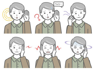 耳の調子が悪い高齢男性（私服）