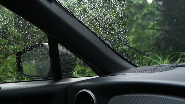 雨の日の車内