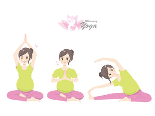 マタニティヨガをする若い女性のイラスト素材