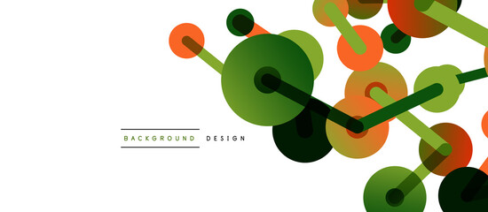 Abstract background. Round dots connected by lines. Trendy techno business template for wallpaper, banner, background or landing