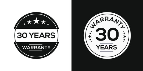 Fototapeta na wymiar 30 years warranty seal stamp, vector label.