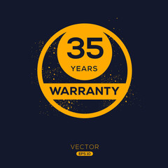 35 years warranty seal stamp, vector label.