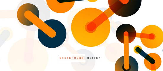 Abstract background. Round dots connected by lines. Trendy techno business template for wallpaper, banner, background or landing