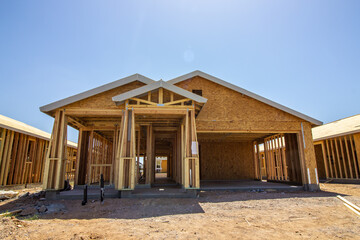 Fototapeta premium Front Of One Story Home Under Construction
