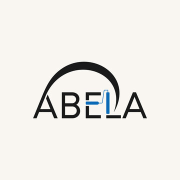 Simple and unique letter or word ABELA font with paint roller in EL image graphic icon logo design abstract concept vector stock. Can be used as symbol related to home painting or lettermark