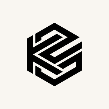 Simple and unique letter or word K2D or KZD font in cut negative hexagon line image graphic icon logo design abstract concept vector stock. Can be used as symbol related to home initial or monogram