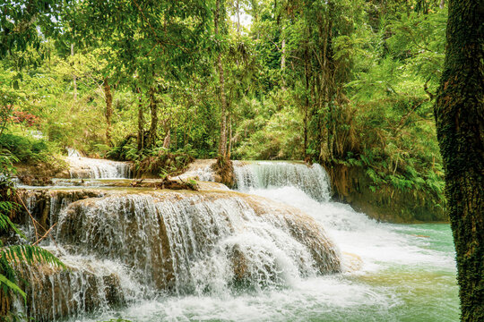 Tat Kuang is the most famous and beautiful waterfall in Luang Prabang, Laos