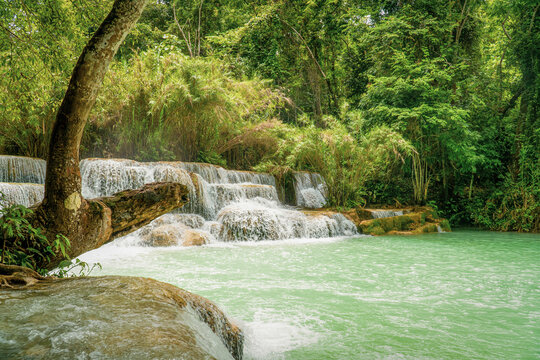 Tat Kuang is the most beautiful waterfall in Luang Prabang, Laos