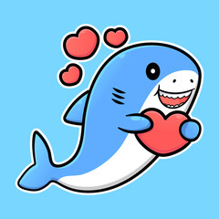 Cute shark design with love
