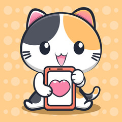 cute cat design with love sign