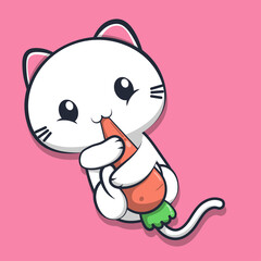 Cute cat with carrot toy vector design