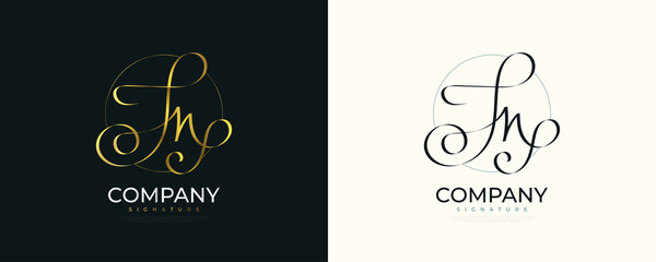 Fototapeta na wymiar JN Initial Signature Logo Design with Elegant and Minimalist Handwriting Style. Initial J and N Logo Design for Wedding, Fashion, Jewelry, Boutique and Business Brand Identity