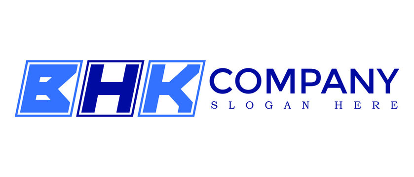 BHK three Letter Rounded rectangle boxes shape element symbol digital initial technology Media logo design, Vector Template