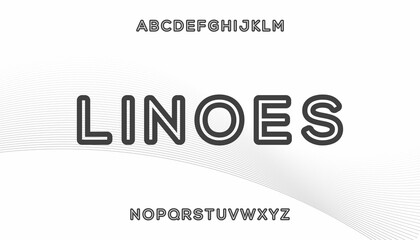 Linous, Sans Serif Strong Typeface Uppercase Alphabet Font Vector.