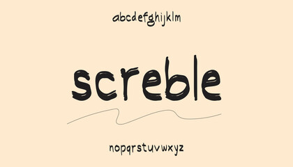screble, scribble graphic strong typeface lowercase alphabet font vector.