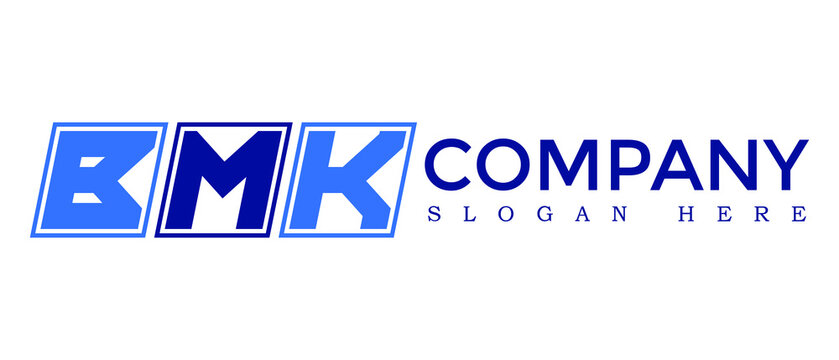 BMK three Letter Rounded rectangle boxes shape element symbol digital initial technology Media logo design, Vector Template