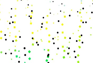 Light Green, Yellow vector template with crystals, circles, squares.