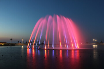 Smart City fountain by night