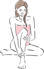 ボディケアする女性