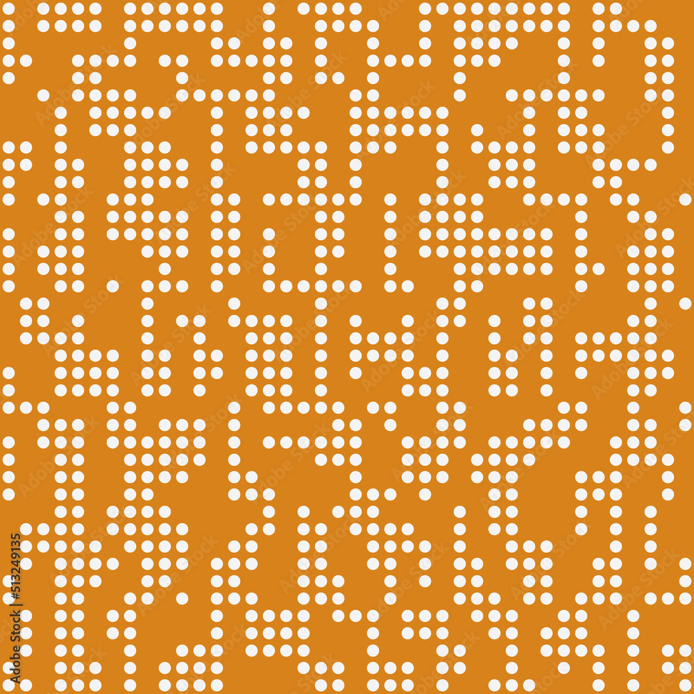 Poster White dots on an orange background. Vector simple pattern.