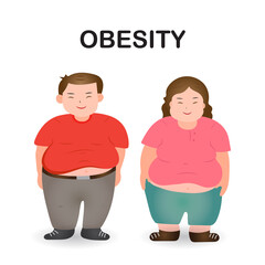 back tCartoon character obese person isolated on white background ,obesity ,overweight ,man ,woman ,unhealthy people ,vector ,illustration.o school