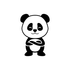 Cute Panda Standing Cartoon Vector Mascot Illustration. Flat Design Style Animal Icon Concept
