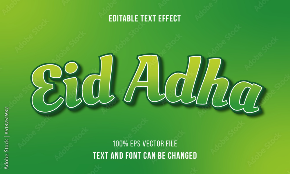 Wall mural eid al adha editable text effect eps file vector illustration