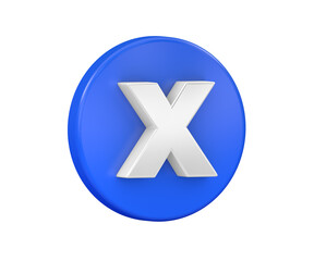 Fototapeta premium Cross Mark button isolated on background. 3D rendering button design concept. 3D rendering. 3D illustration