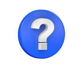 Question mark button isolated on background. FAQ button design concept. 3D rendering. 3D illustration